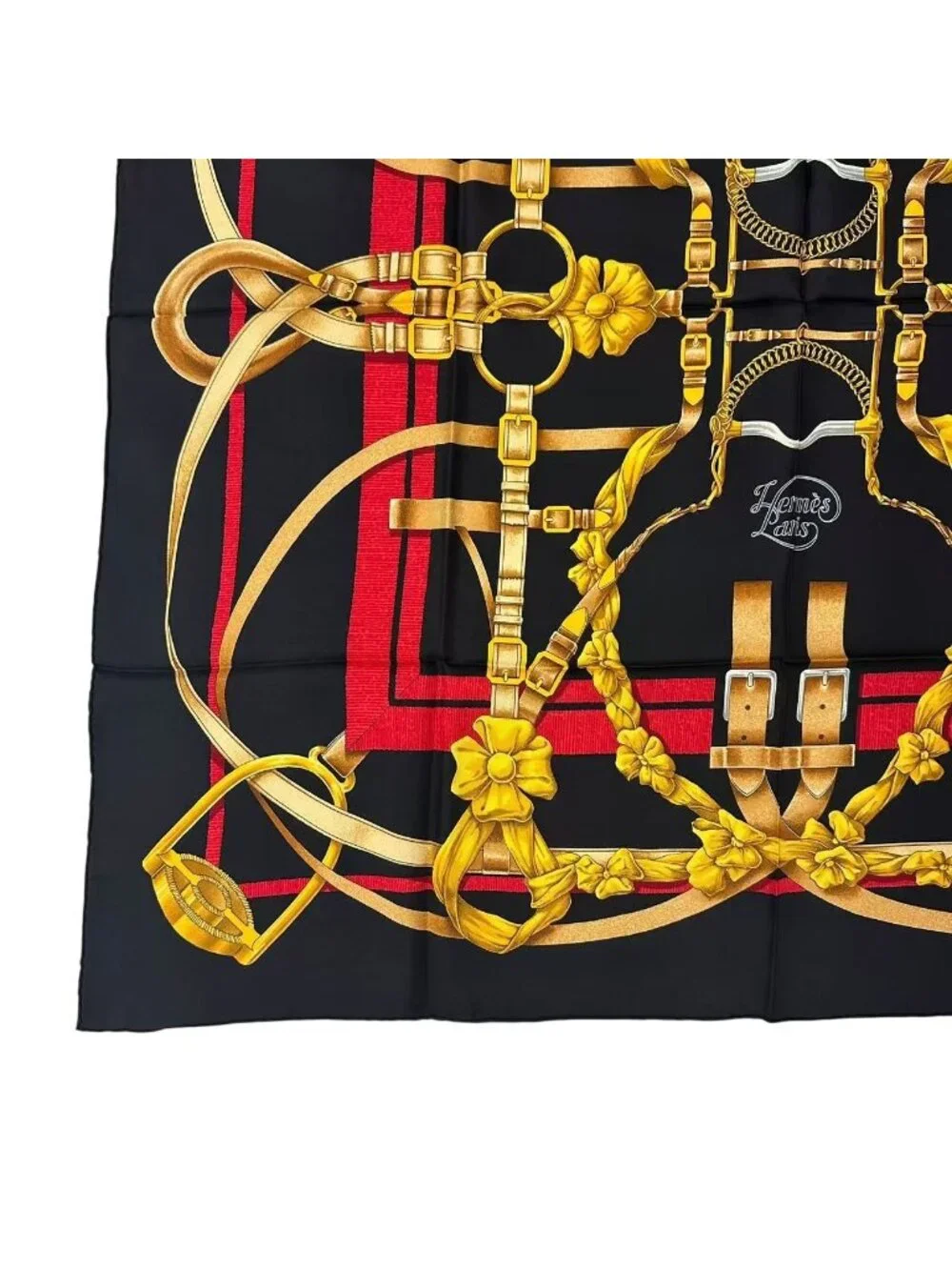Hermes Carre 90 Scarf Silk Grand Manege Great Training Technique Black